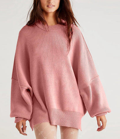 Women's Oversized Knit Sweater with Side Slits 5