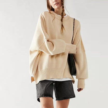 Women's Oversized Knit Sweater with Side Slits 7
