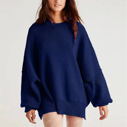 Women's Oversized Knit Sweater with Side Slits 9