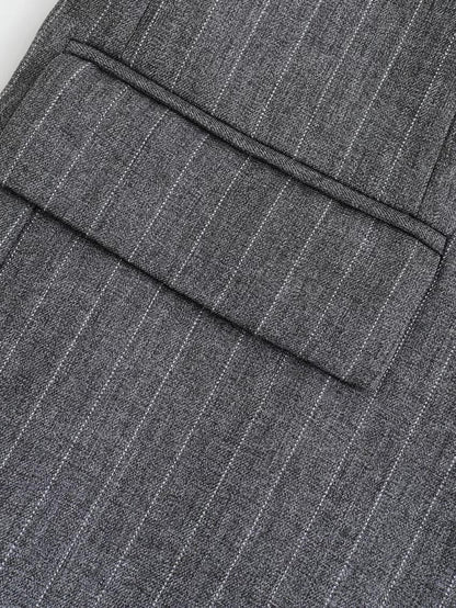 Women's Oversized Pinstripe Blazer with Two Buttons 2