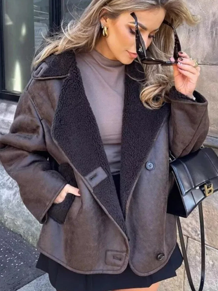 Women's Oversized Winter Coat with Fur Collar 2