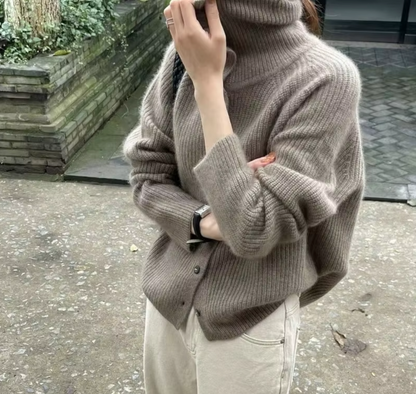 Women's Oversized Wool Roll Collar Sweater 1