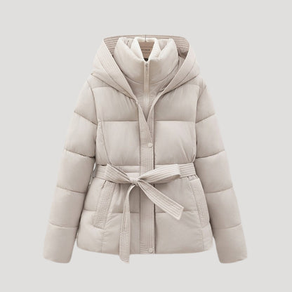 Women's Puffer Jacket with Hood and Belt for Winter Coats 2