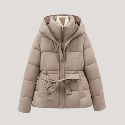 Women's Puffer Jacket with Hood and Belt for Winter Coats 3