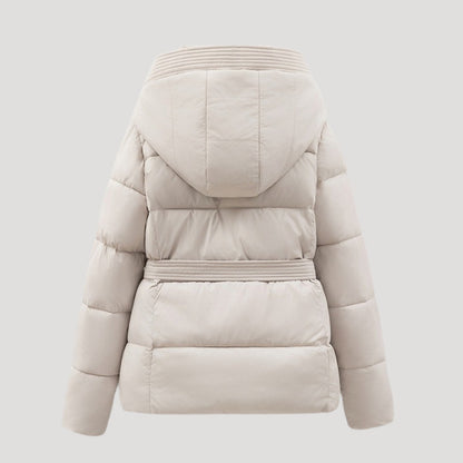 Women's Puffer Jacket with Hood and Belt for Winter Coats 4