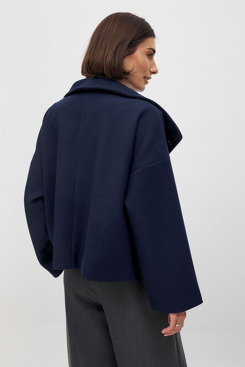 Women's Short Wool Jacket with Double Snap Closure 8