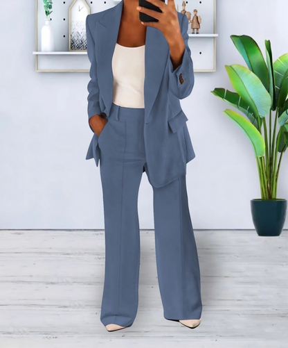 Women's Tailored Blazer and Wide-Leg Pants Set 0