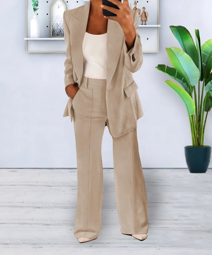Women's Tailored Blazer and Wide-Leg Pants Set 1