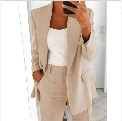 Women's Tailored Blazer and Wide-Leg Pants Set 11