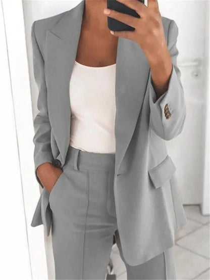Women's Tailored Blazer and Wide-Leg Pants Set 12
