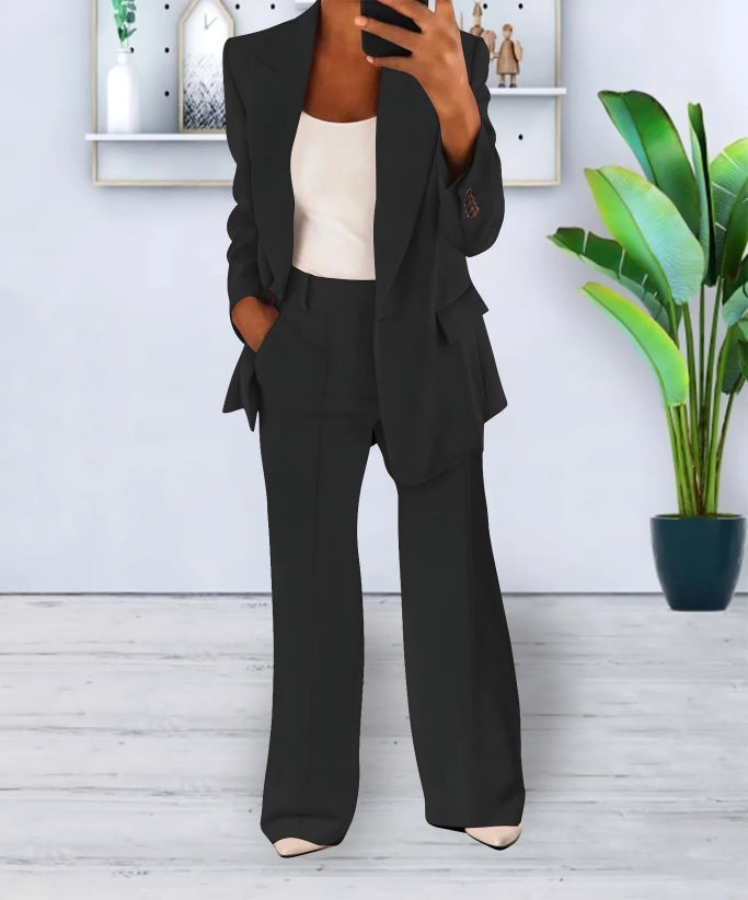 Women's Tailored Blazer and Wide-Leg Pants Set 3