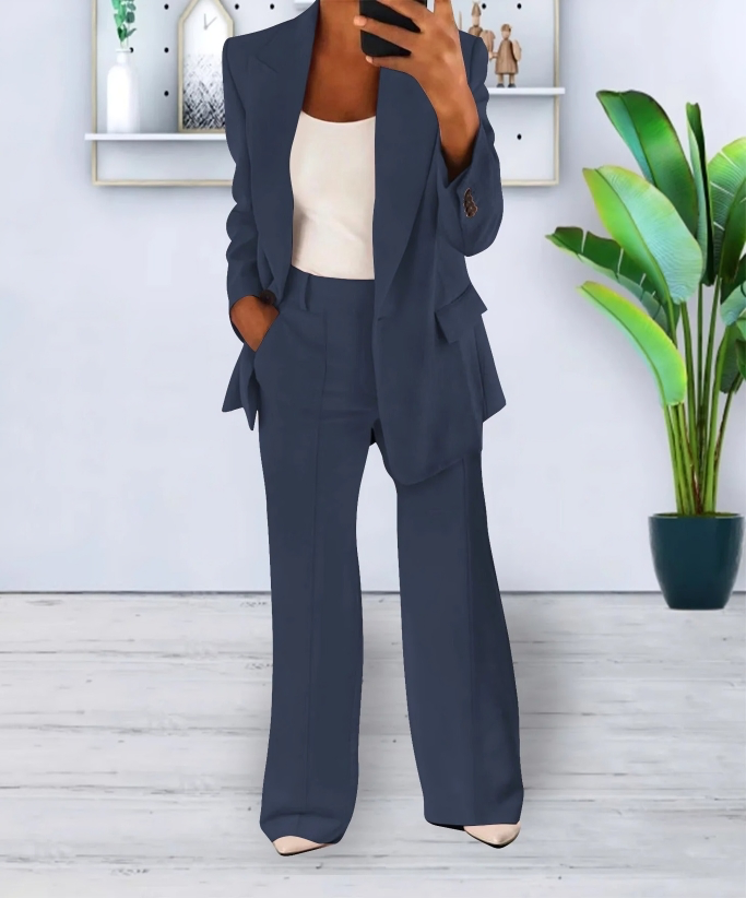 Women's Tailored Blazer and Wide-Leg Pants Set 4