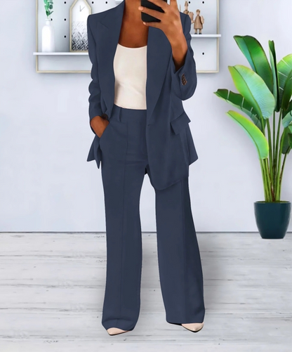 Women's Tailored Blazer and Wide-Leg Pants Set 4