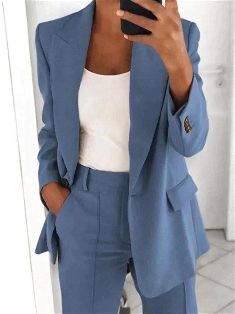 Women's Tailored Blazer and Wide-Leg Pants Set 7