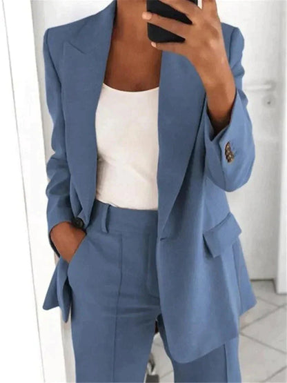 Women's Tailored Blazer and Wide-Leg Pants Set 7