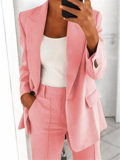 Women's Tailored Blazer and Wide-Leg Pants Set 9