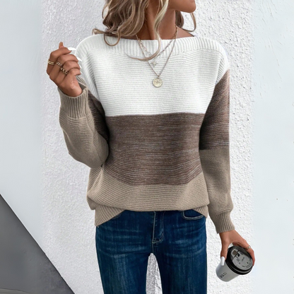 Women's Tri-Color Patchwork Sweater 1