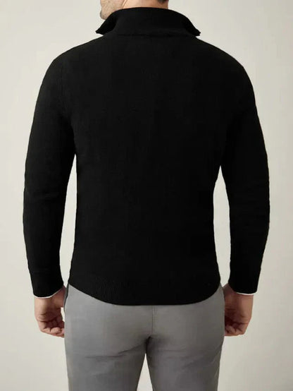 Men's Two-Layer Zip Jacket with Ribbed Funnel Collar