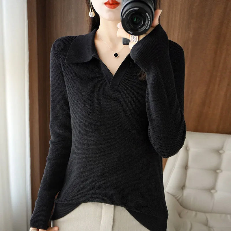 Women's V-Neck Knit Pullover 1
