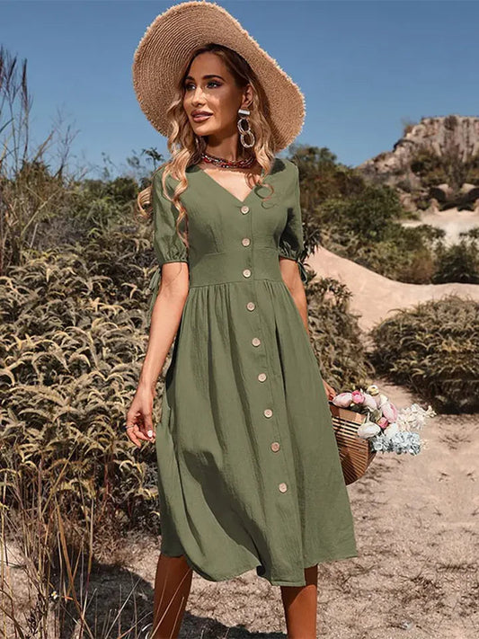 Women's V-Neck Summer Maxi Dress 0