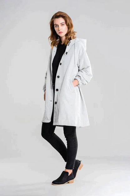Women's Waterproof Jacket with Hood and Buttons 0