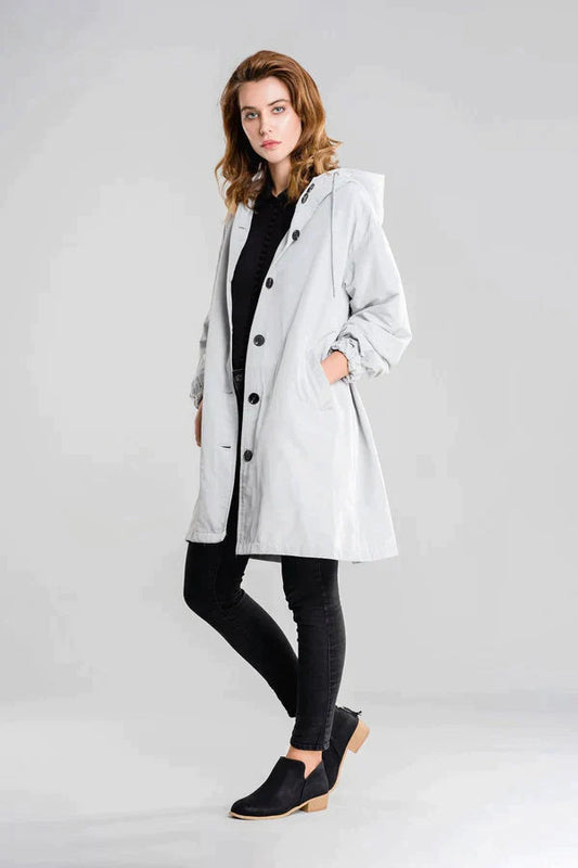 Women's Waterproof Jacket with Hood and Buttons 0