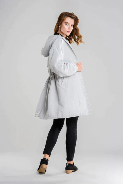 Women's Waterproof Jacket with Hood and Buttons 1