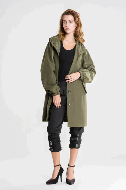 Women's Waterproof Jacket with Hood and Buttons 12