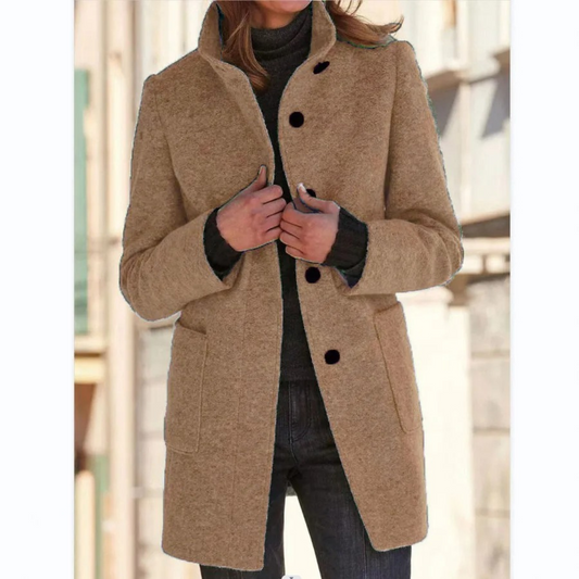 Women's Windproof Winter Coat with Stand-Up Collar 0