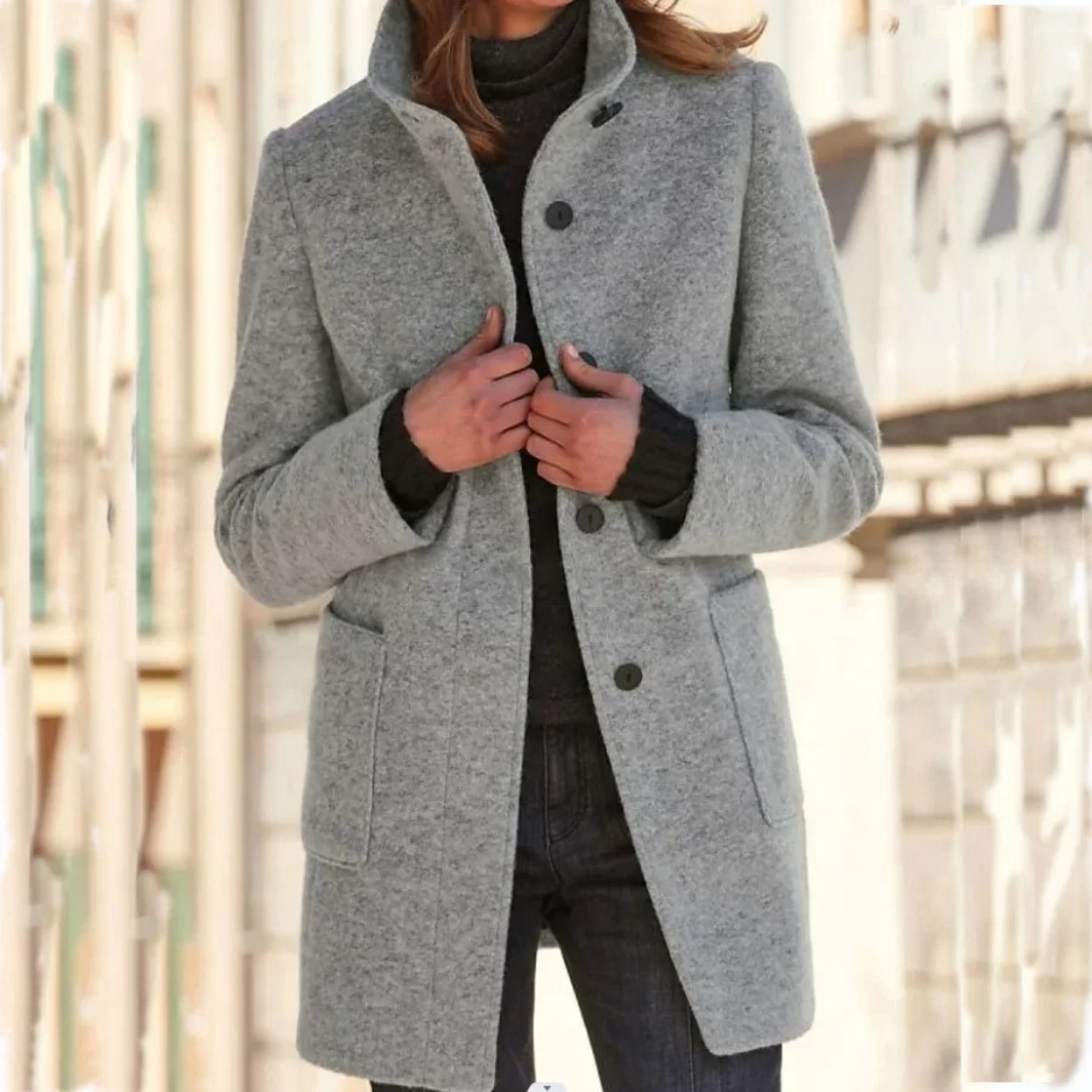 Women's Windproof Winter Coat with Stand-Up Collar 4